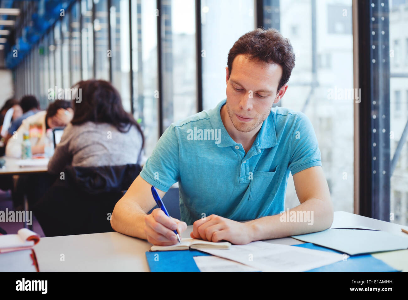 student working in the library Stock Photo Alamy