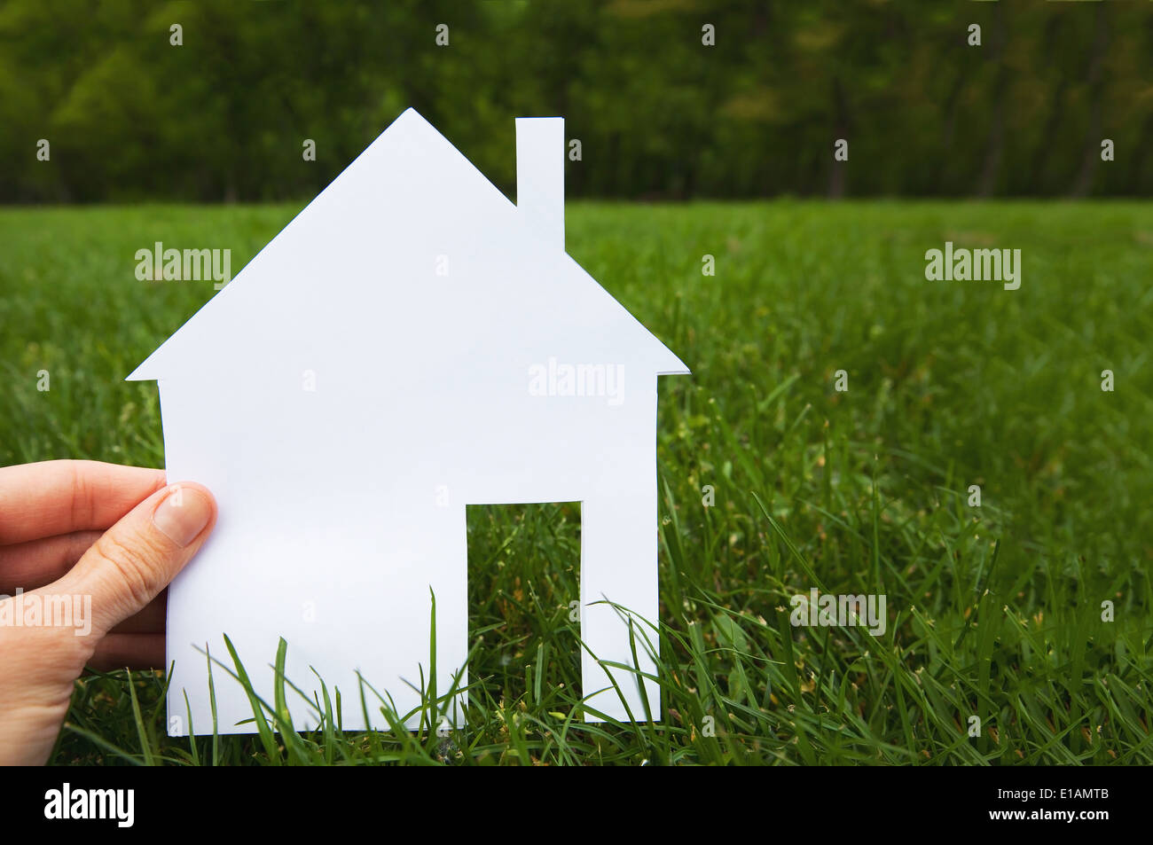 real estate concept, hand holding house Stock Photo