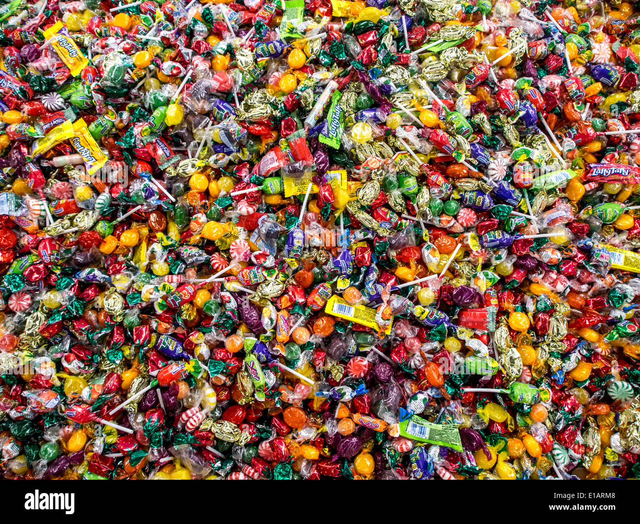 Various candies and lollipops Stock Photo