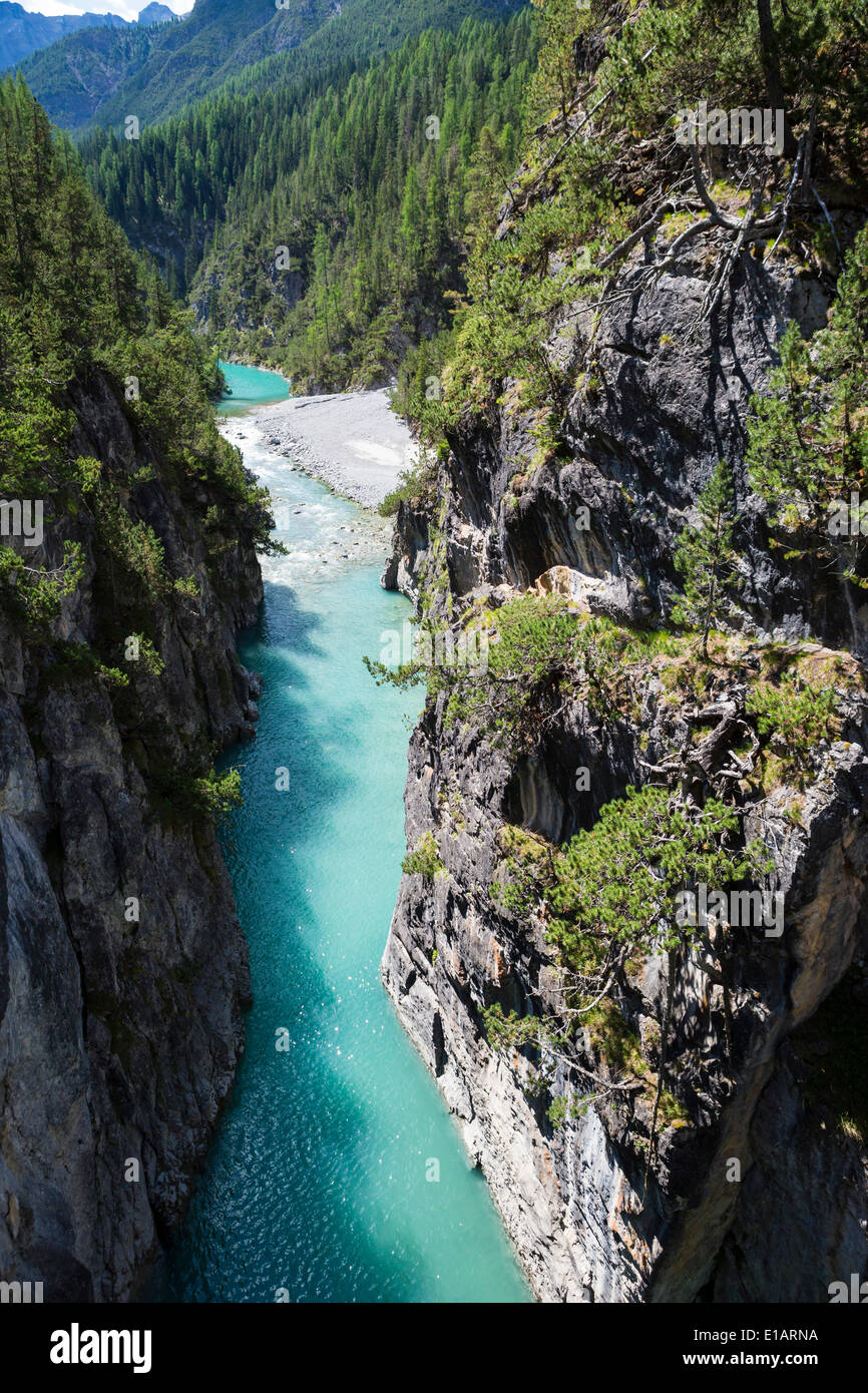 Spöl River or Aqua Granda, Spöl Valley, Val dal Spöl, Swiss National Park, Graubünden, Switzerland Stock Photo