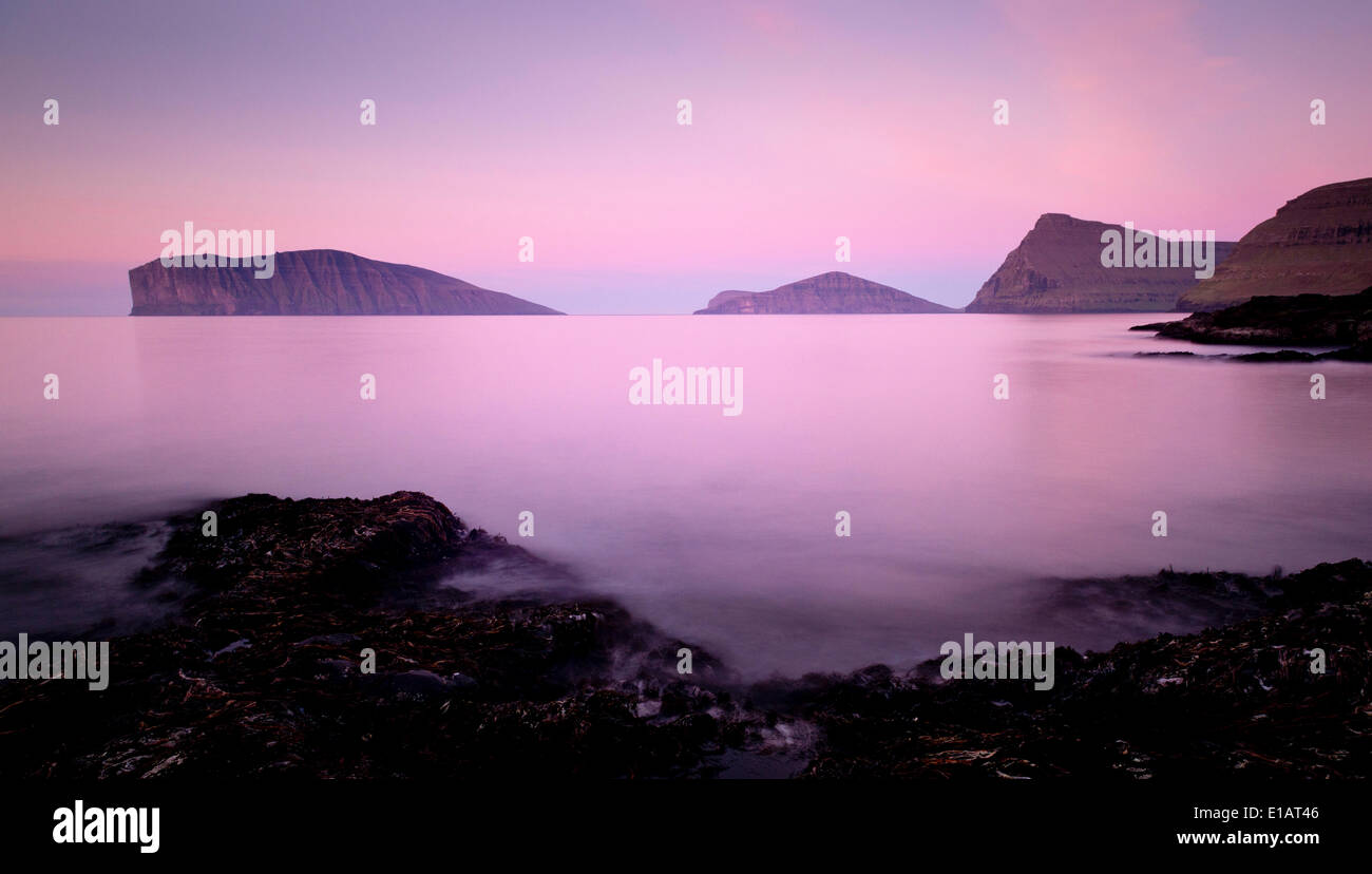 The islands Fugloy and Svínoy, Viðoy, Faroe Islands, Denmark Stock Photo