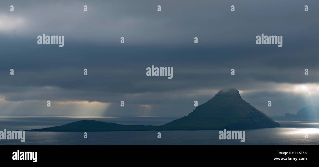 Low hanging clouds, Koltur island, Faroe Islands, Denmark Stock Photo