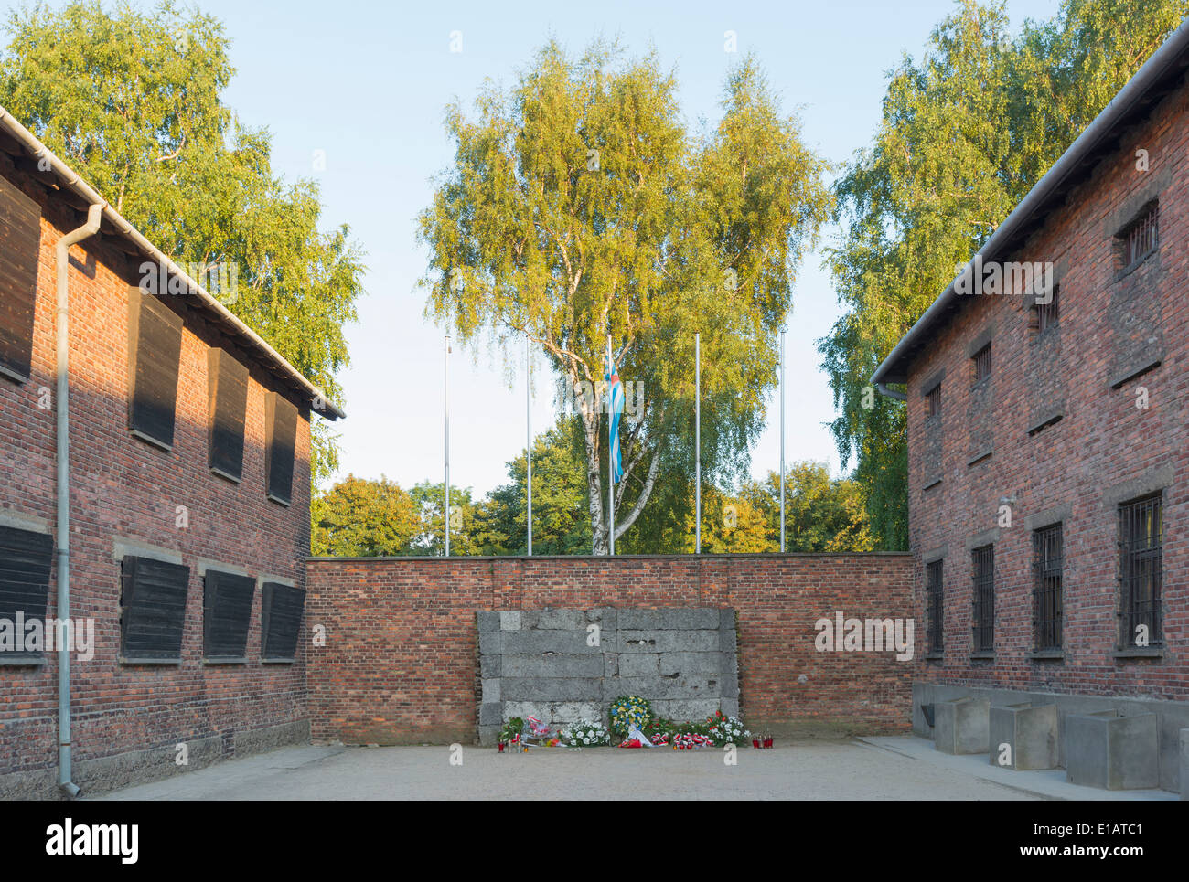 Europe, Poland, Silesia, Oswiecim, Auschwitz-Birkenau, German Nazi Concentration Camp and Extermination Camp Unesco firing range Stock Photo