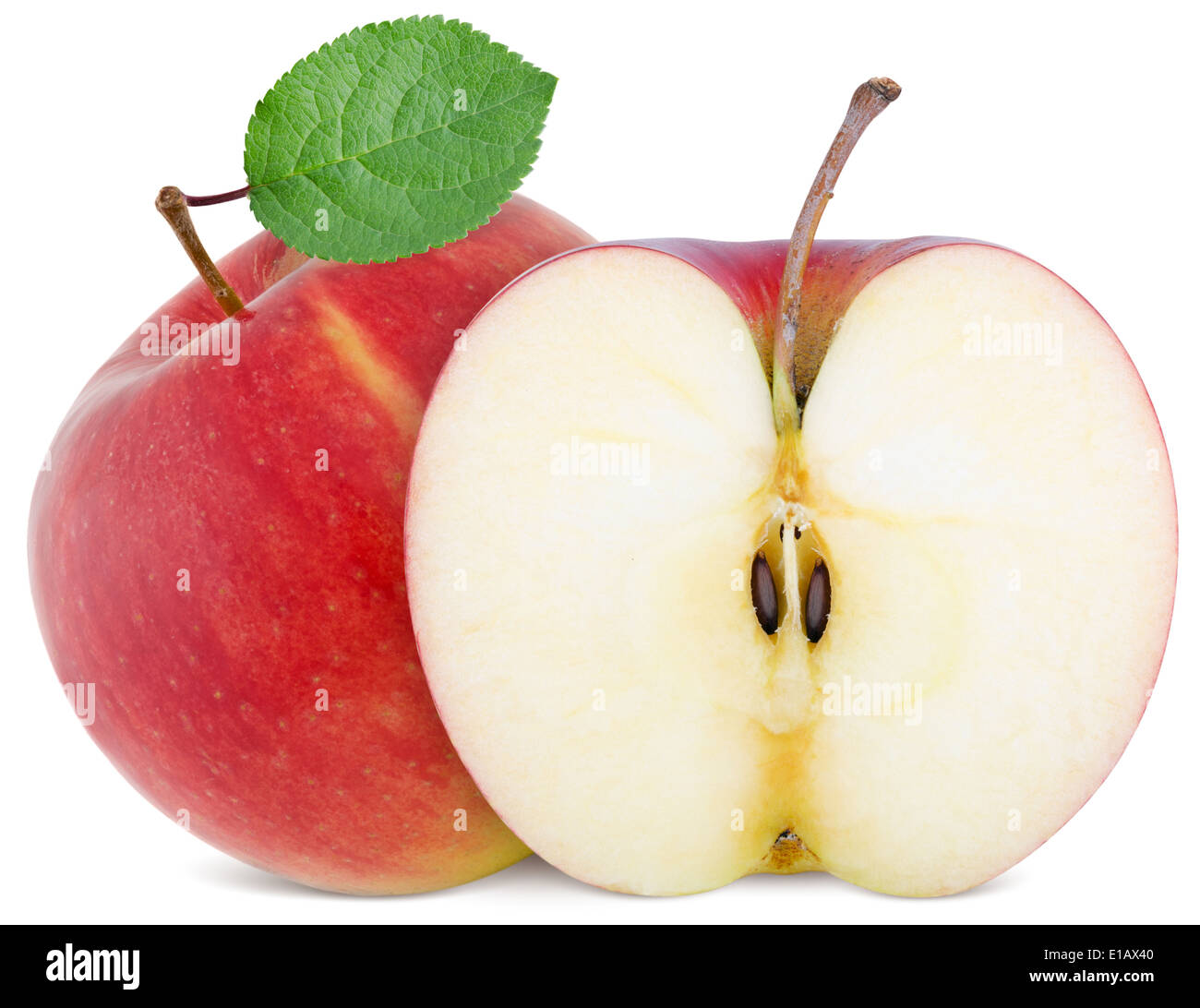 full apple and cut slice isolated on white background Stock Photo