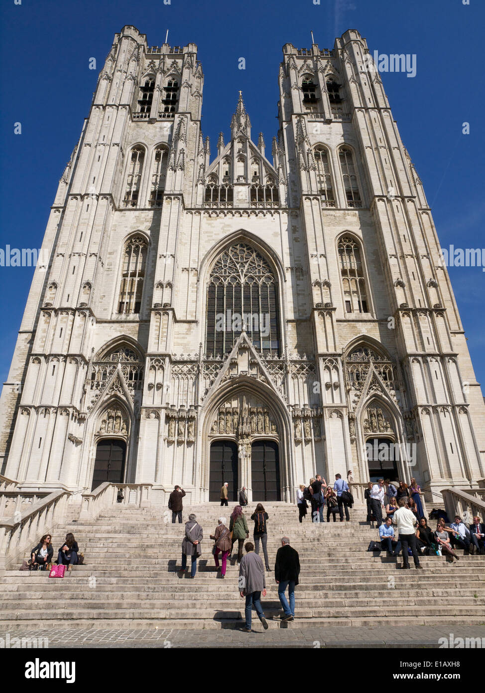 The Sint Michiels en Goedele cathedral in the city center of Brussels, Belgium Stock Photo
