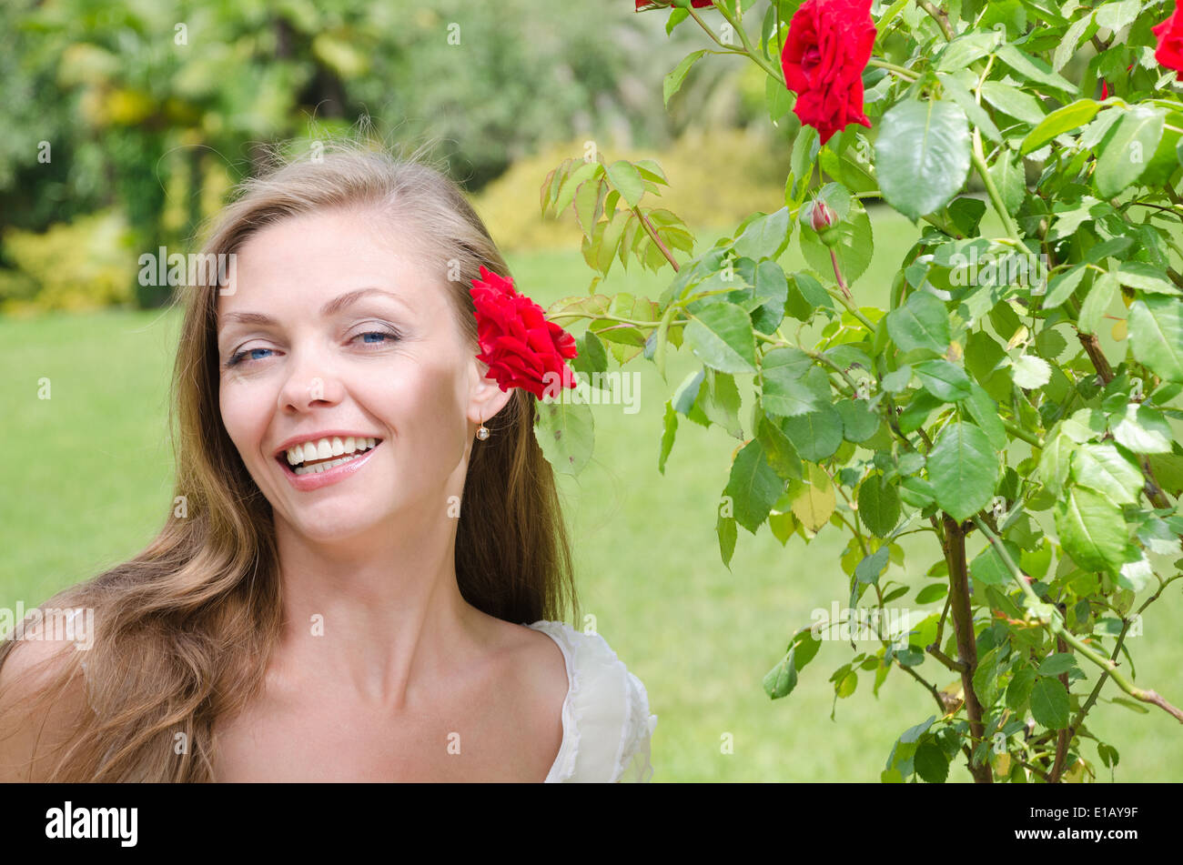 Woman With That Among Flowers Hi Res Stock Photography And Images Alamy
