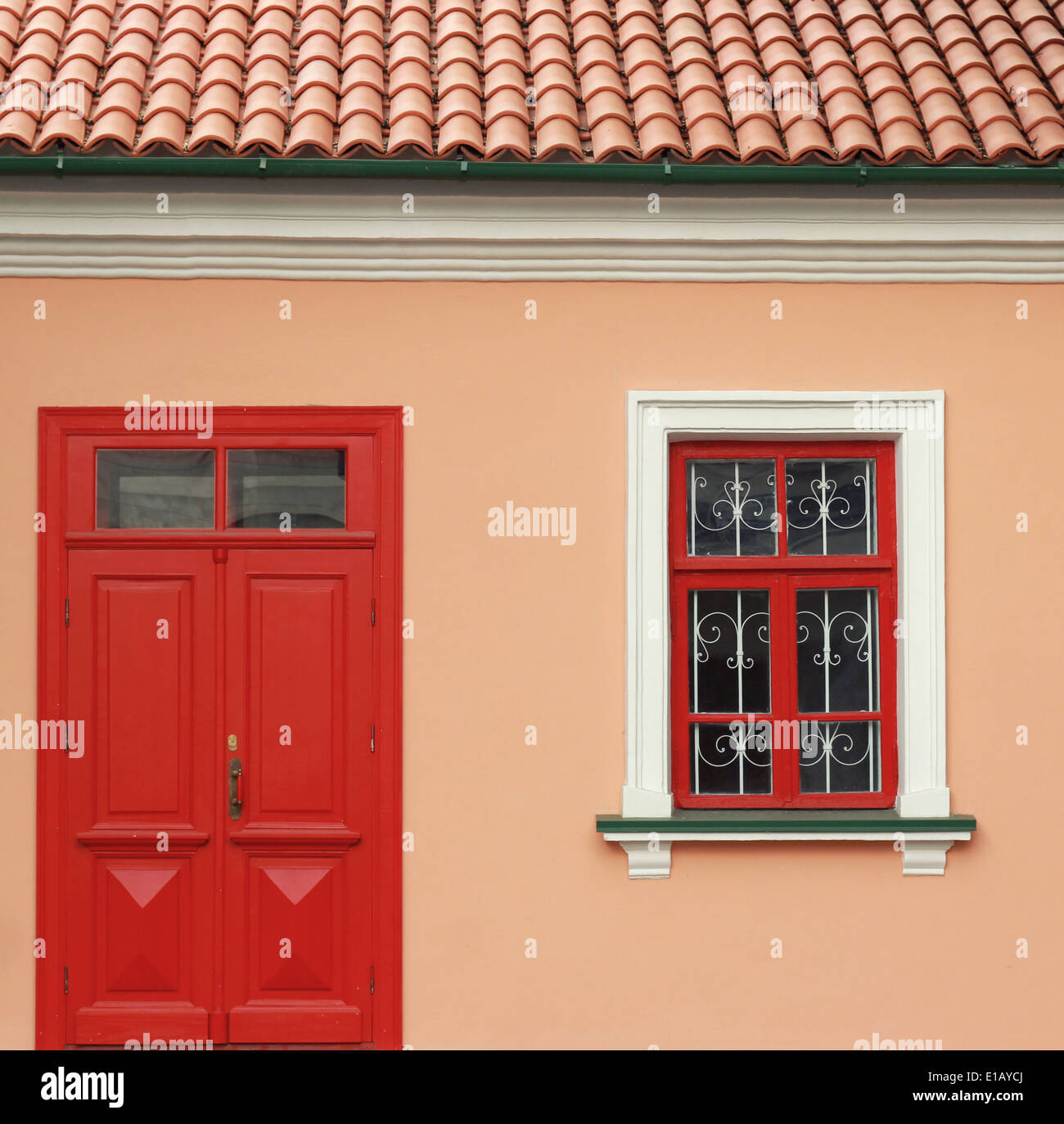 traditional old house with wooden door and window Stock Photo - Alamy