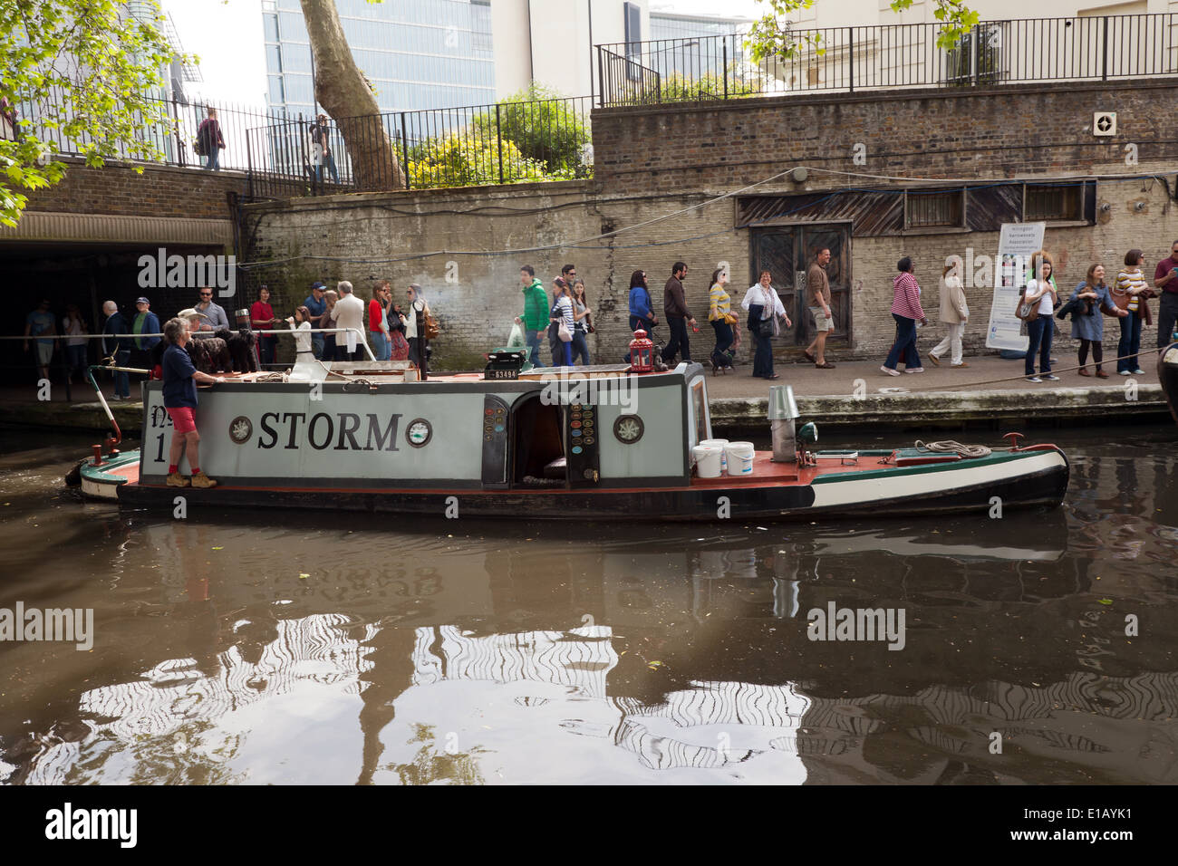 'Storm', taking part in the parade of  historic boats at the 2014 Canalway Cavalcade. Stock Photo