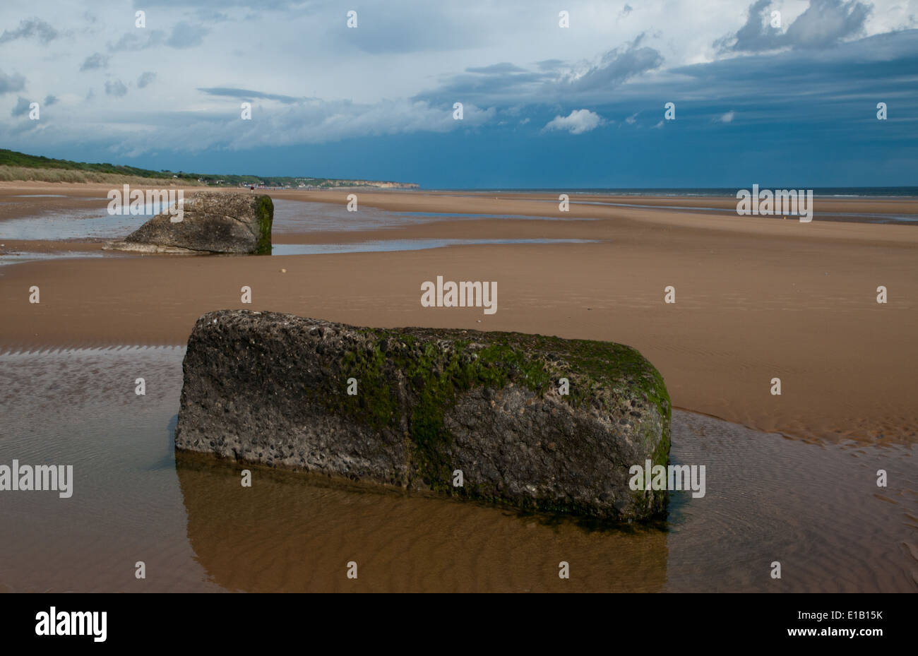 Concrete blocks on Omaha Beach, Normandy, France Stock Photo Alamy