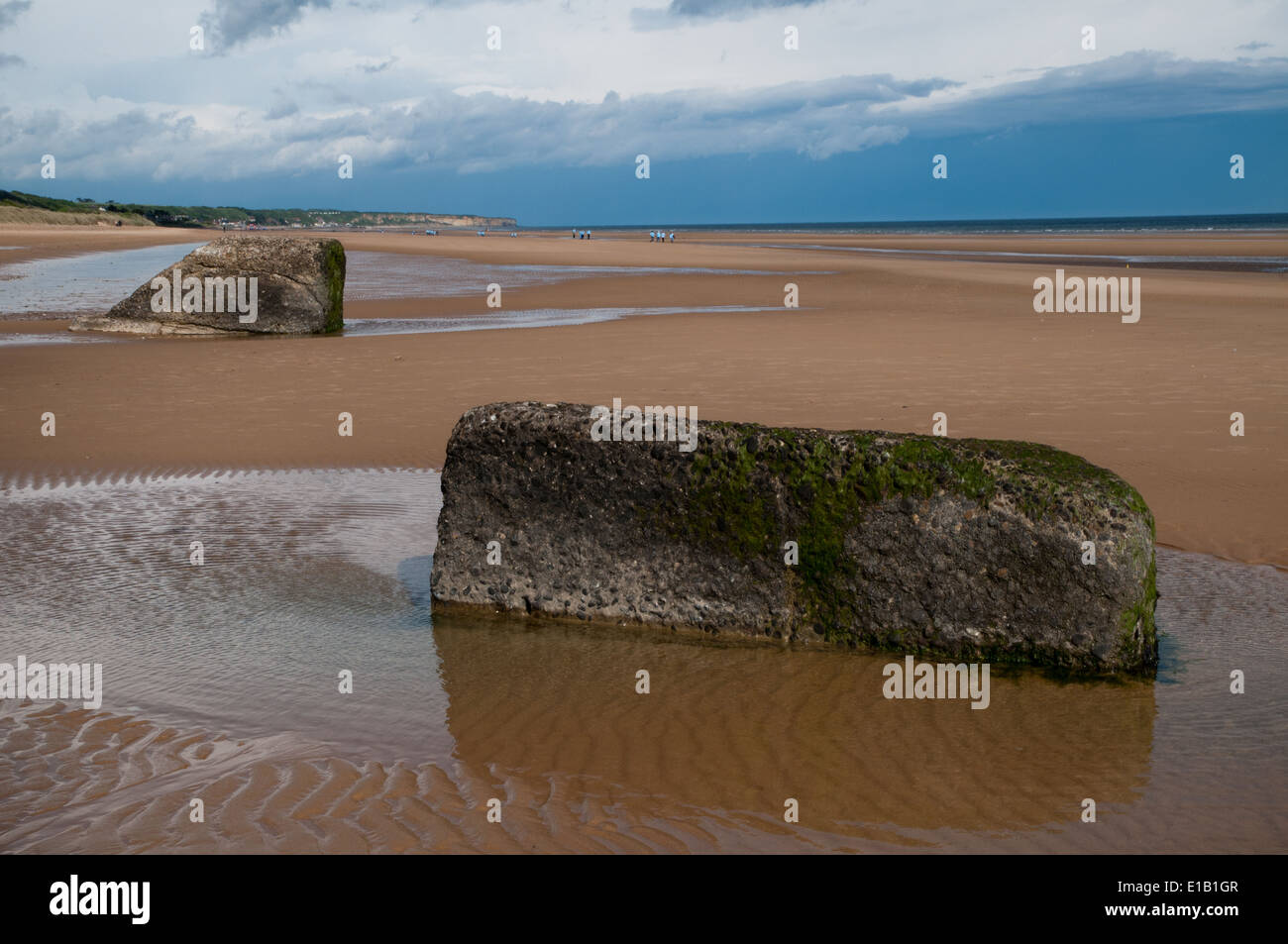 Remains of Normandy invasion on Omaha Beach, France Stock Photo