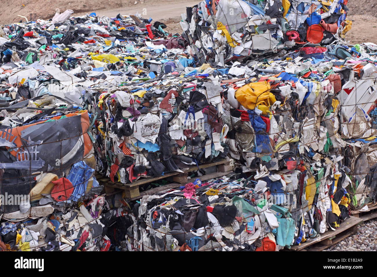 Stacked plastic garbage at the recycling center Stock Photo Alamy