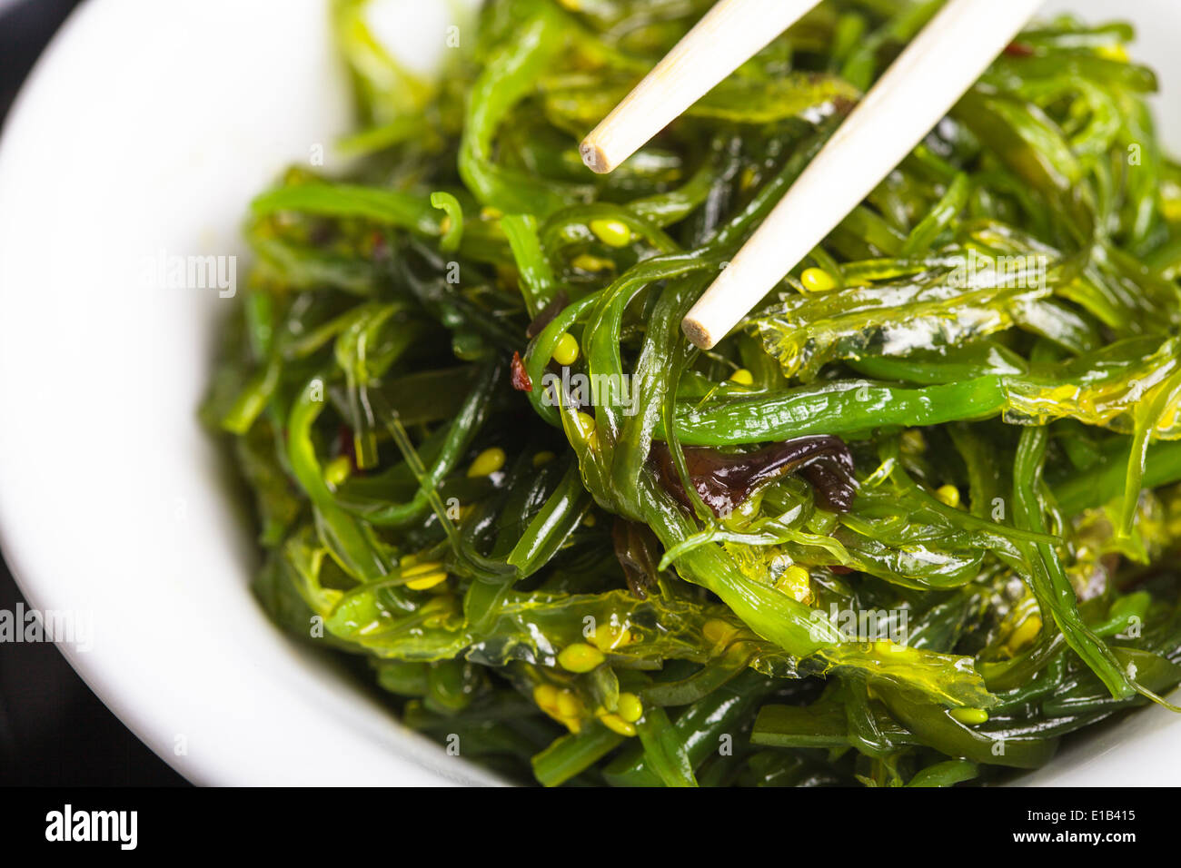 Seaweed salad - healthy sea food in the bowl Stock Photo