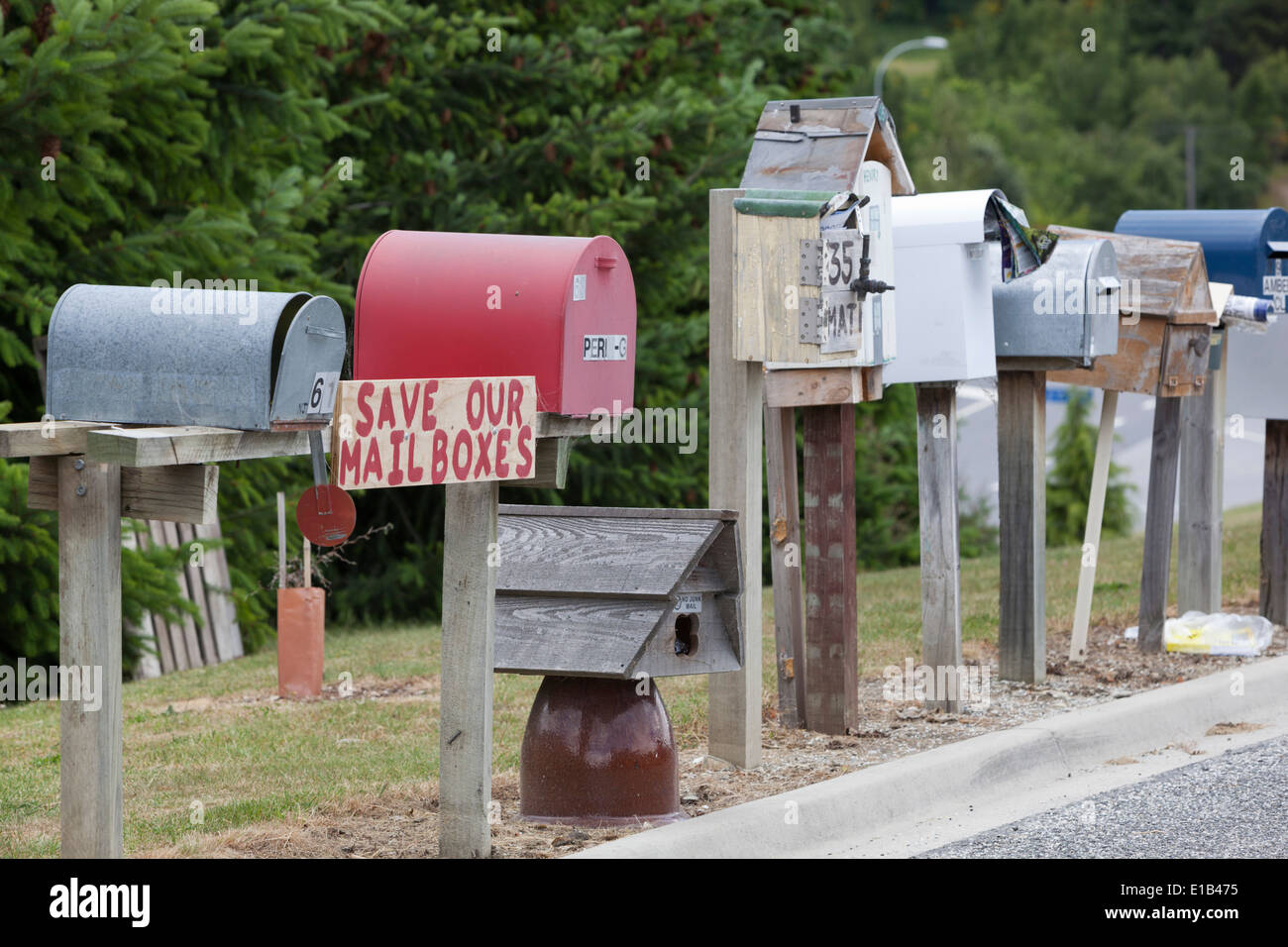 Line of mailboxes Stock Photo