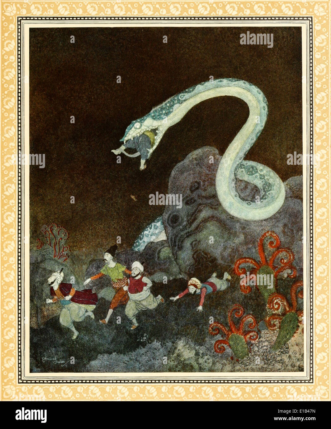 Edmund Dulac (1882-1953) illustration from ‘Sinbad the Sailor & Other Stories from the Arabian Nights’. Stock Photo