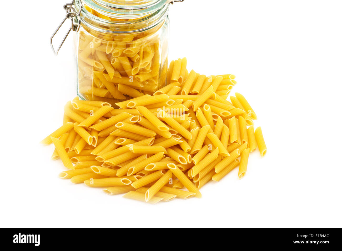 a jar with pastas isolated on the white background Stock Photo