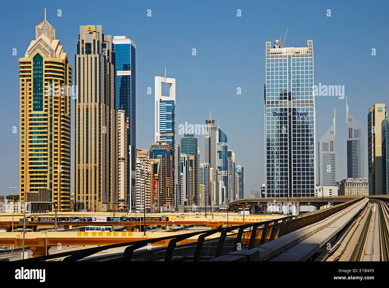 DUBAI, UAE - NOVEMBER 3: Dubai Metro as world's longest fully automated metro network (75 km) on November 3, 2013, Dubai, UAE. Stock Photo