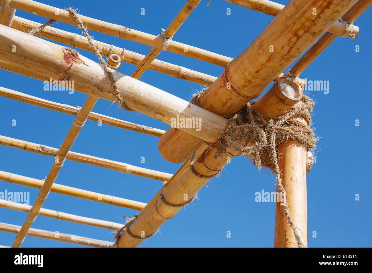 bamboo cage against the blue sky Stock Photo