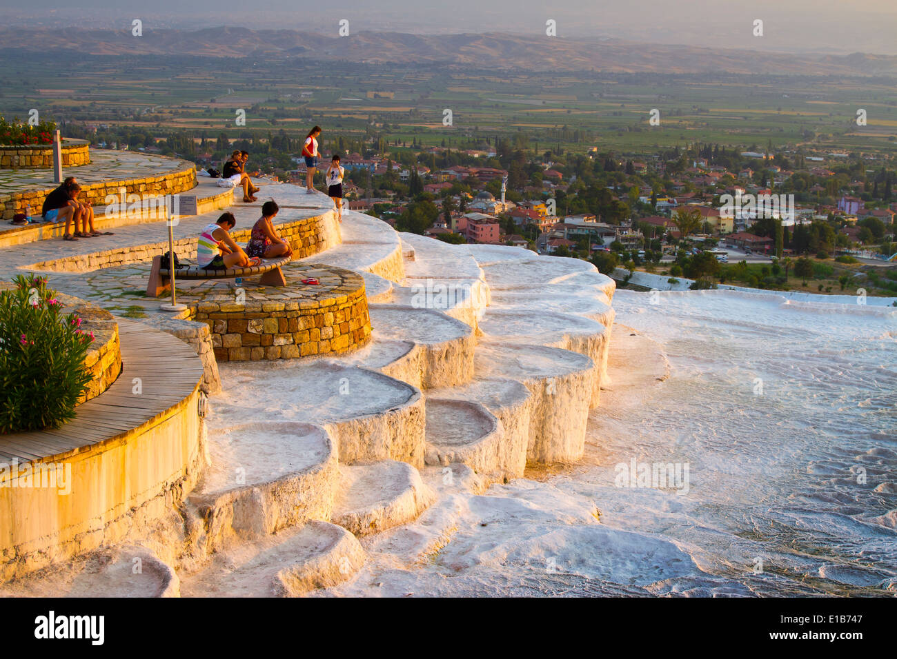 Travertine terrace formations. Pamukkale. Denizli province. Anatolia. Turkey, Asia. Stock Photo