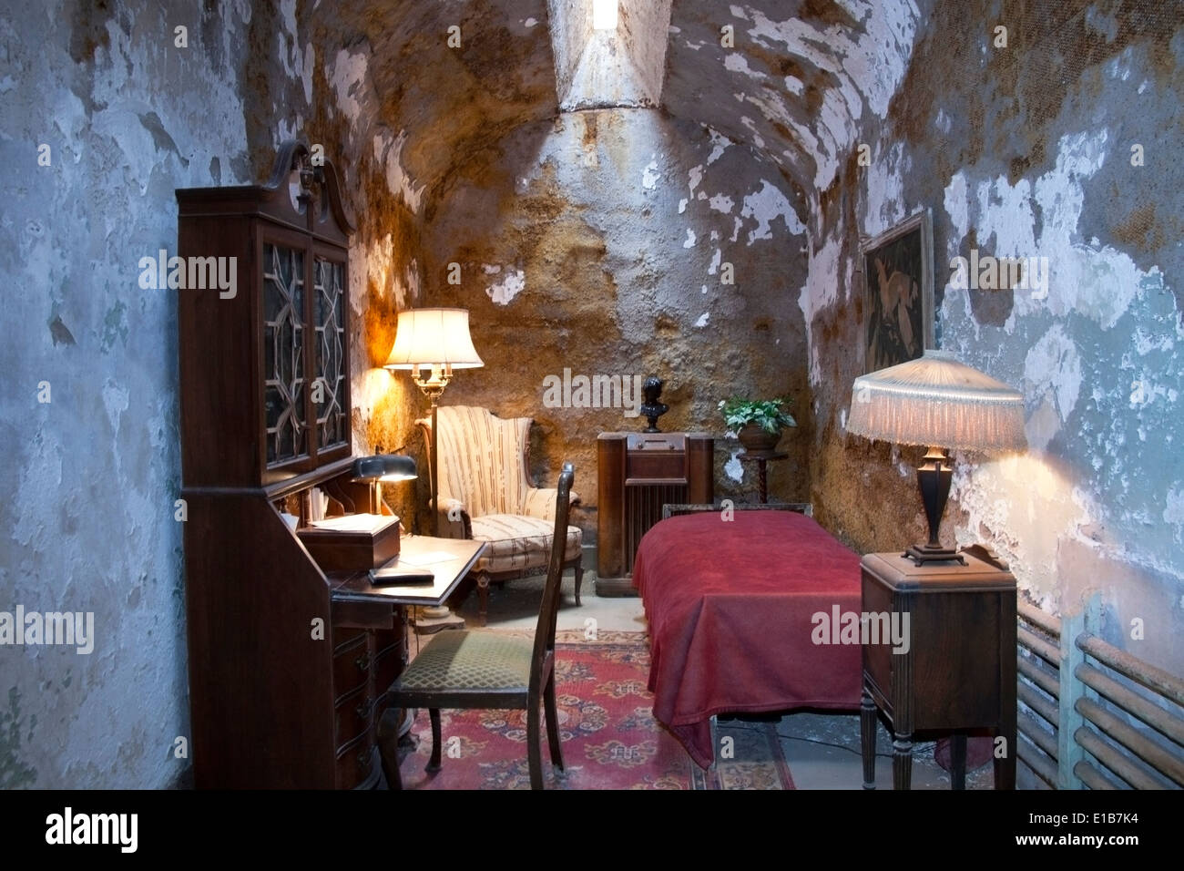 Exact recreation of the cell used by Al Capone at the Eastern Penitentiary in Philadelphia, PA Stock Photo