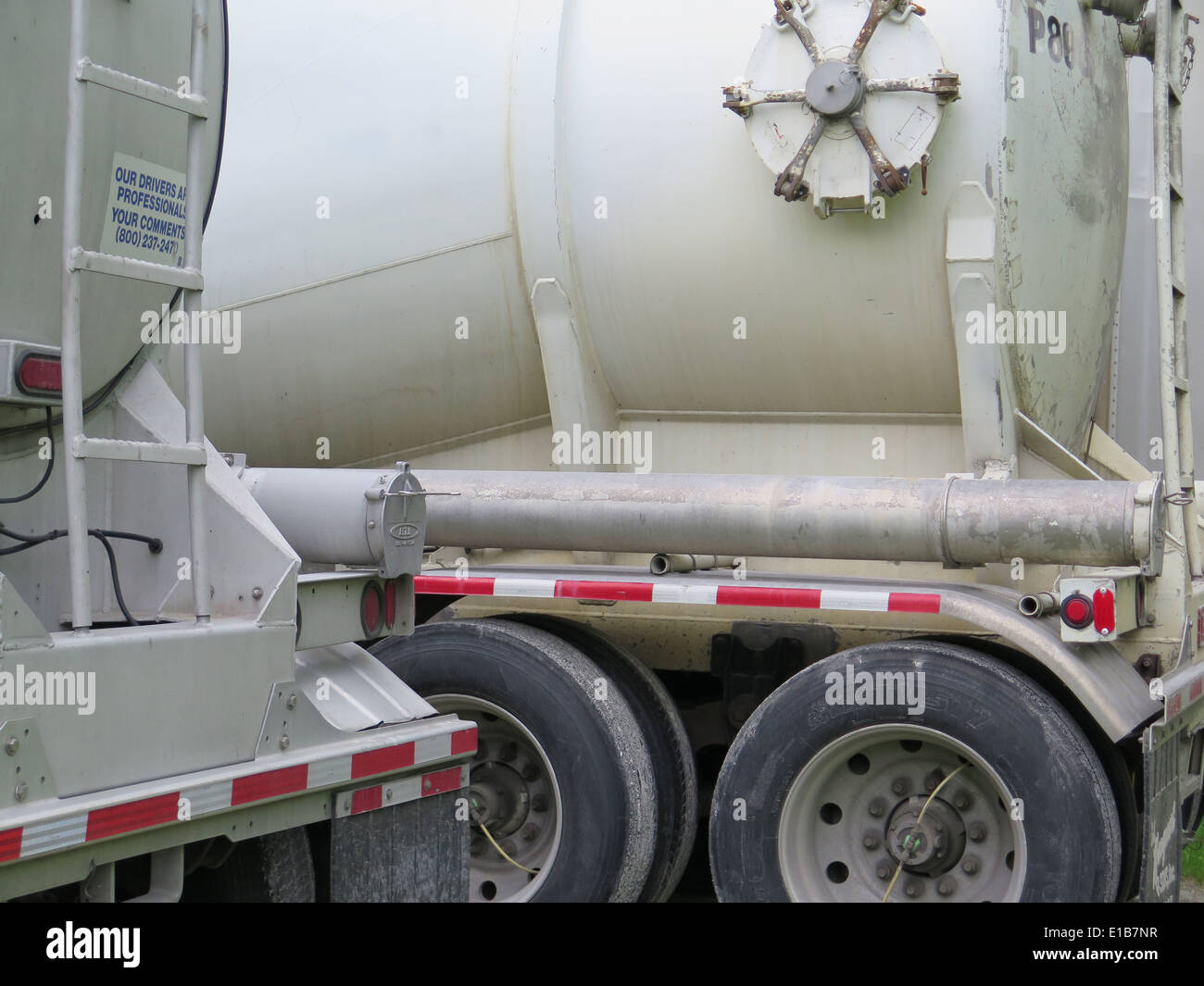 Side and back views of  tanker trucks. Stock Photo