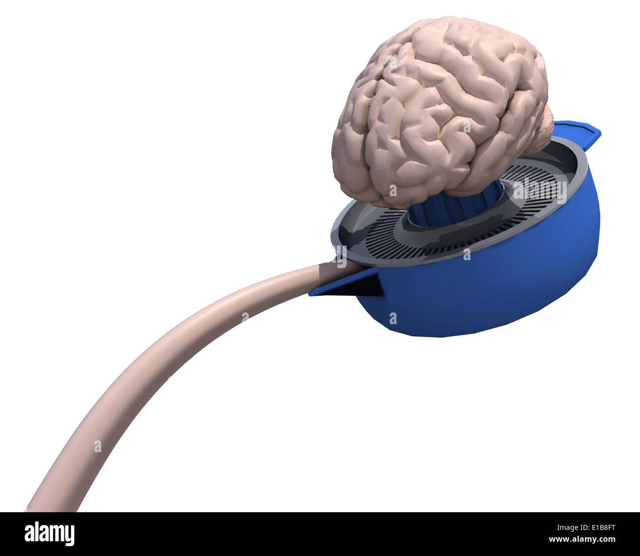 human brain squeezed on juicer, 3d illustration Stock Photo - Alamy