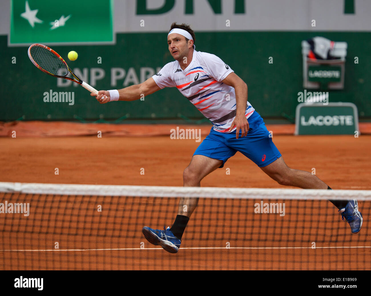 Paris, France. 28th May 2014. Tennis, French Open, Roland Garros, Marinko Matosevic (AUS) in his match against Andy Murray (GBR) Photo:Tennisimages/Henk Koster/Alamy Live News Stock Photo