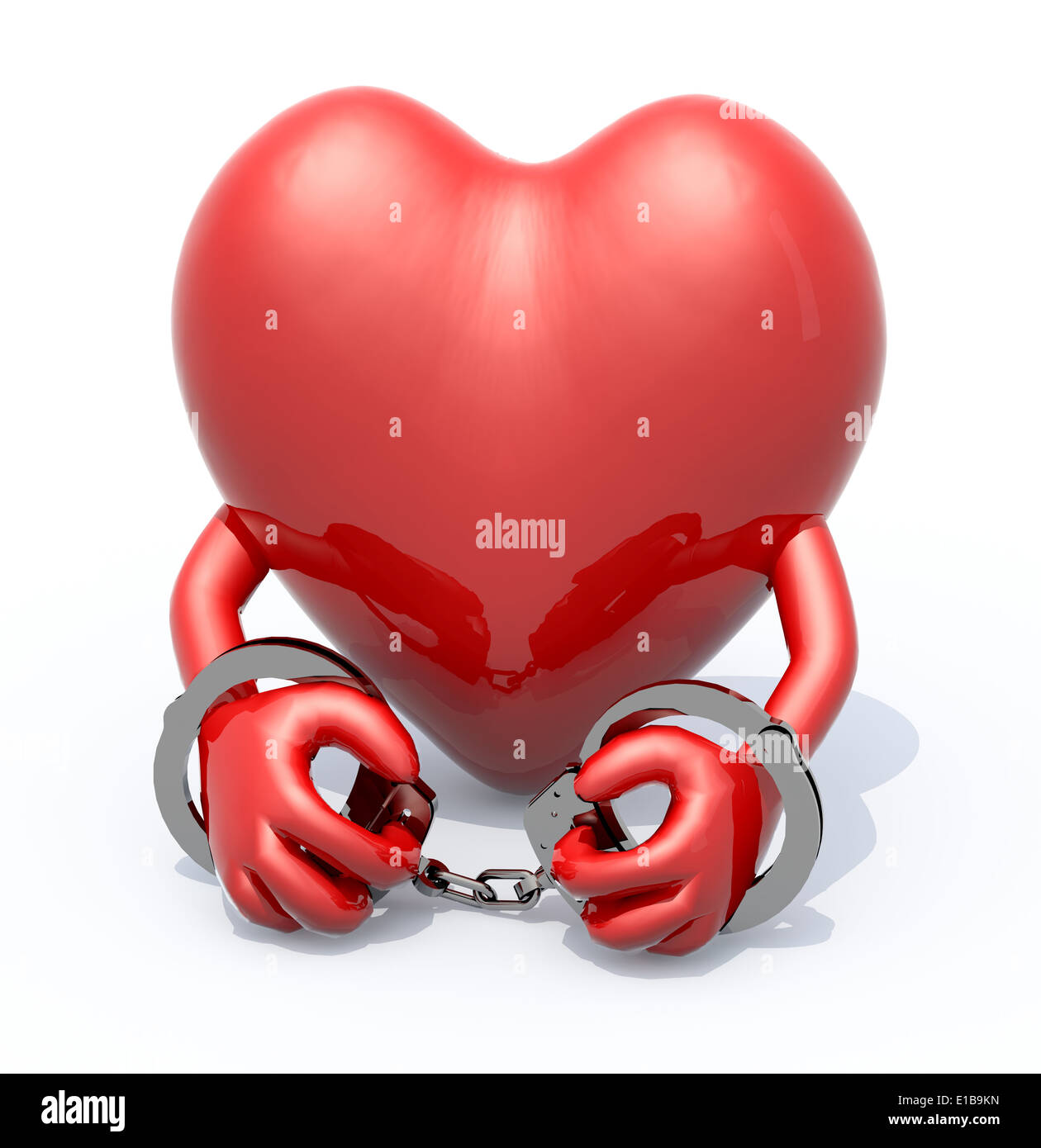 heart with arms and handcuffs on hands, 3d illustration Stock Photo Alamy