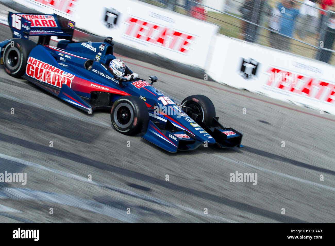 Indy car driver Graham Rahal during practice at the Long Beach Grand prix Stock Photo