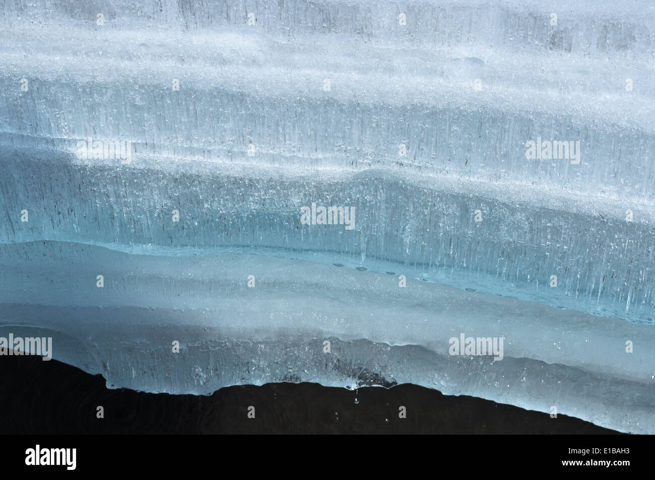 Summer, glaciers, ice. Riverbed Yakut rivers ice does not melt even in