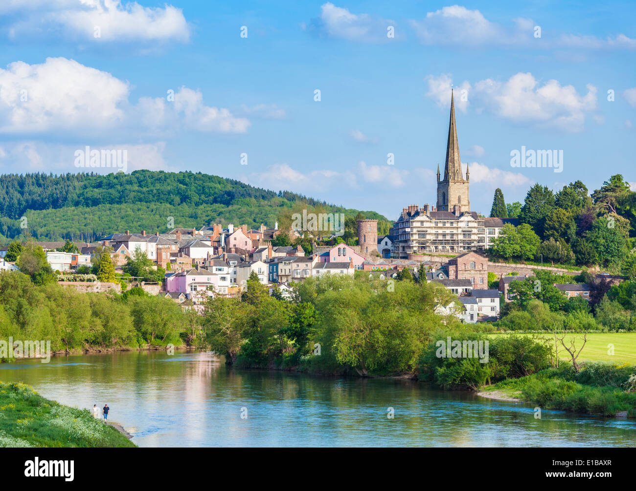 Ross on Wye with the parish church of St. Mary's ,River Wye , Wye Valley, Herefordshire,  England, UK, EU, Europe Stock Photo