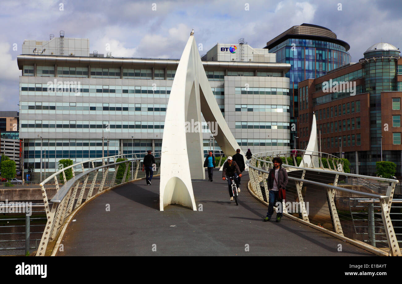 UK, Scotland, Glasgow, Tradeston Bridge, City Centre, Stock Photo