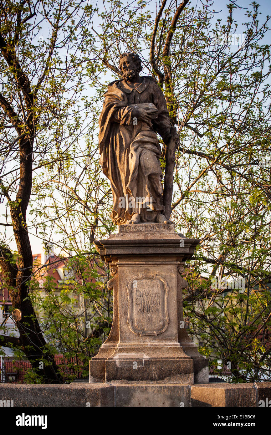 The statue of St. Jude Thaddeus on Charles Bridge (Prague, Czech