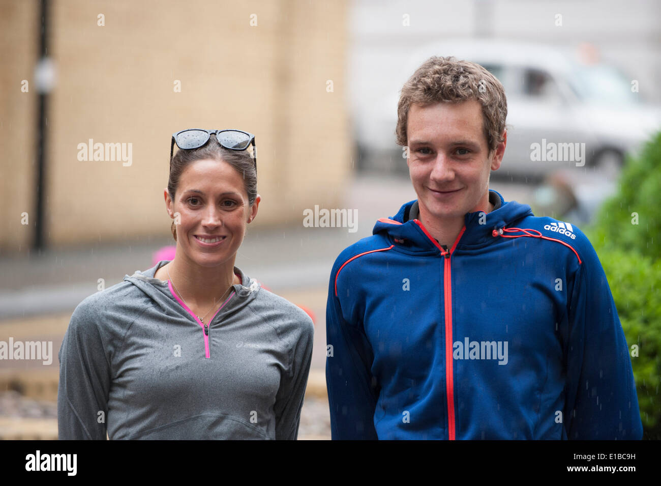 Copthorne Tara Hotel Kensington London Uk 29th May 2014 Current Olympic Triathlon Champion Alistair Brownlee Gbr With Triathlete Helen Jenkins 2008 And 2011 Itu World Champion Pose For The Press And Are