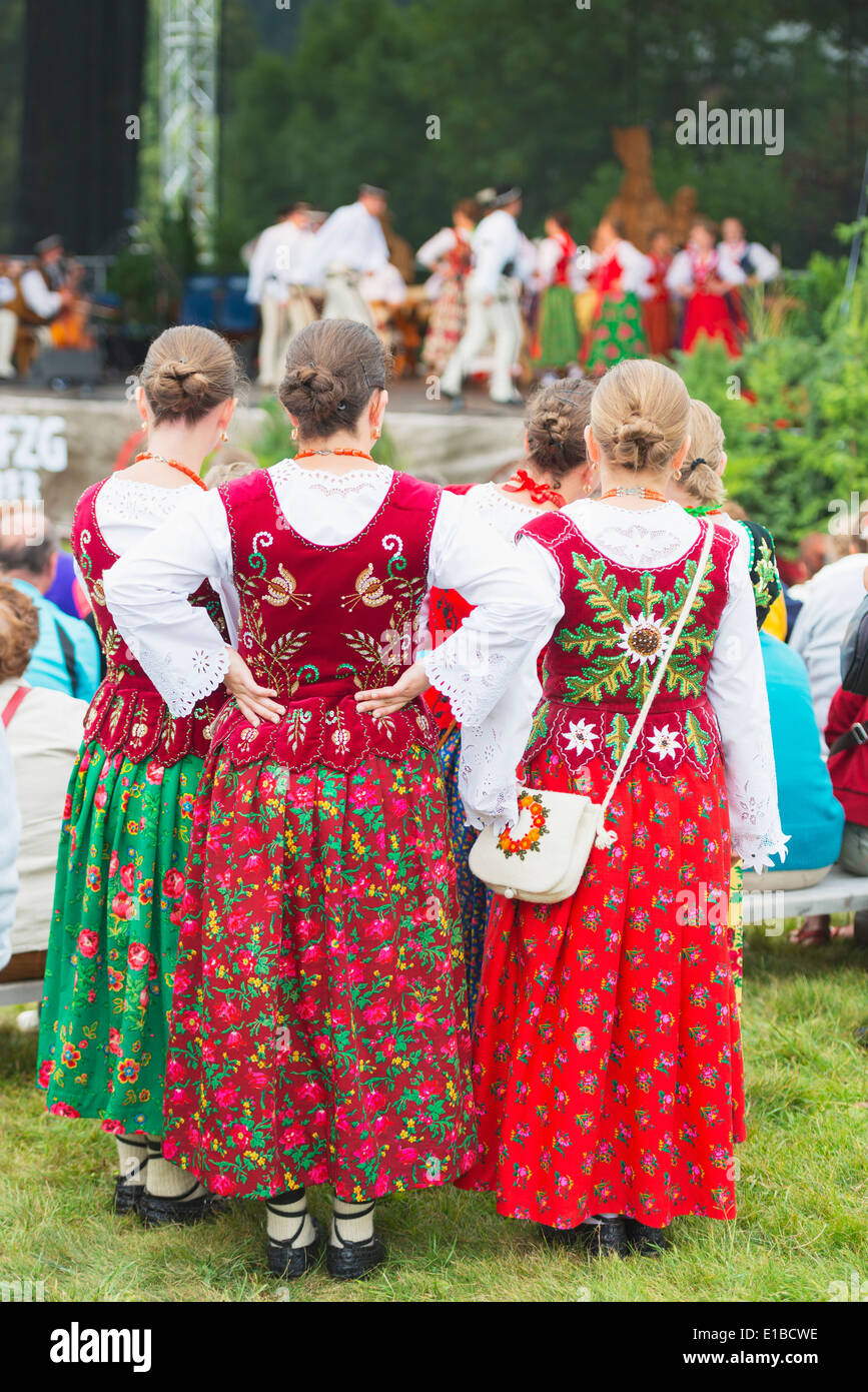 Europe, Poland, Carpathian Mountains, Zakopane, International Festival of Mountain Folklore, performers in traditional costume Stock Photo