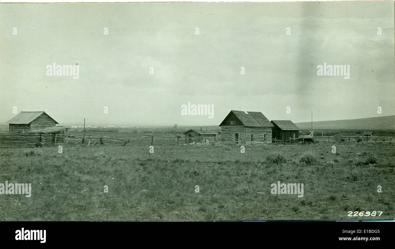Historic image of the Jackson 4 Ranger Station in the Beaverhead-Deerlodge National Forest, dated 1928. Stock Photo