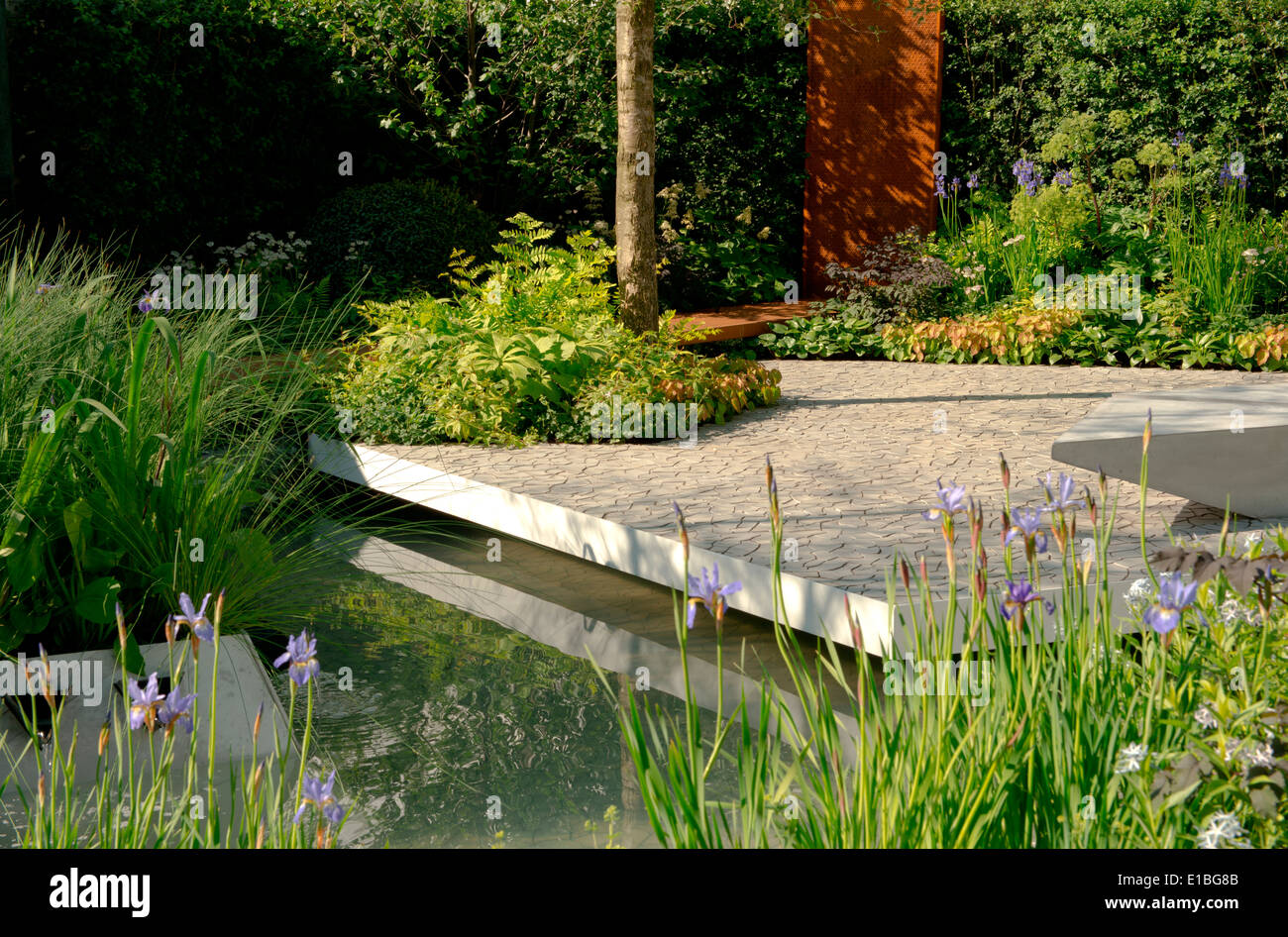 The RBC Waterscape Garden a gold medal winner designed by Hugo Bugg at The Chelsea Flower Show 2014 Stock Photo