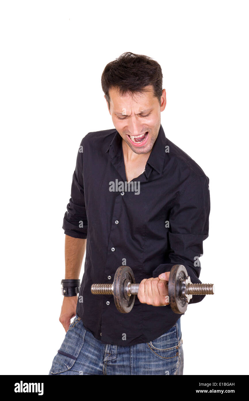 Skinny man lifting weights hires stock photography and images Alamy
