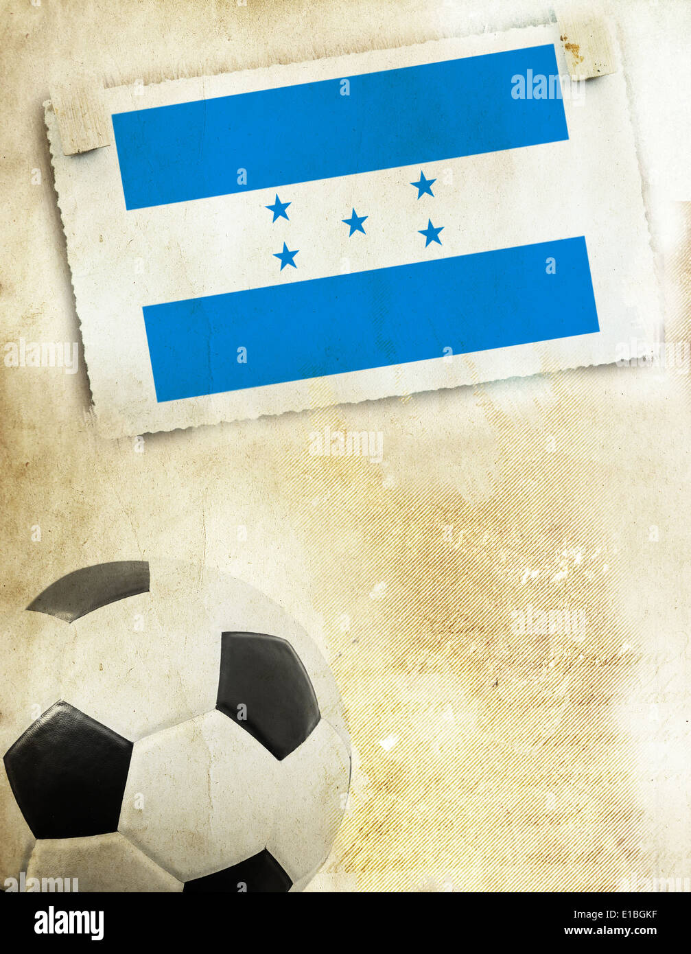 Vintage photo of Honduras flag and soccer ball Stock Photo