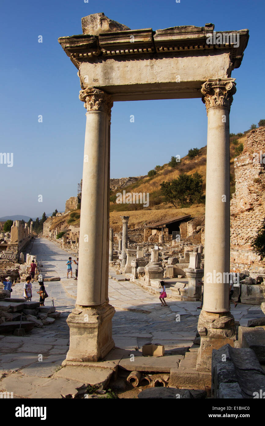 Turkey; Izmir; Selçuk; Ionia; Ephesus; Greek; Roman; Archeological; Ruins; View; Panorama; People; Walk; Sunset; Roman Empire; Stock Photo