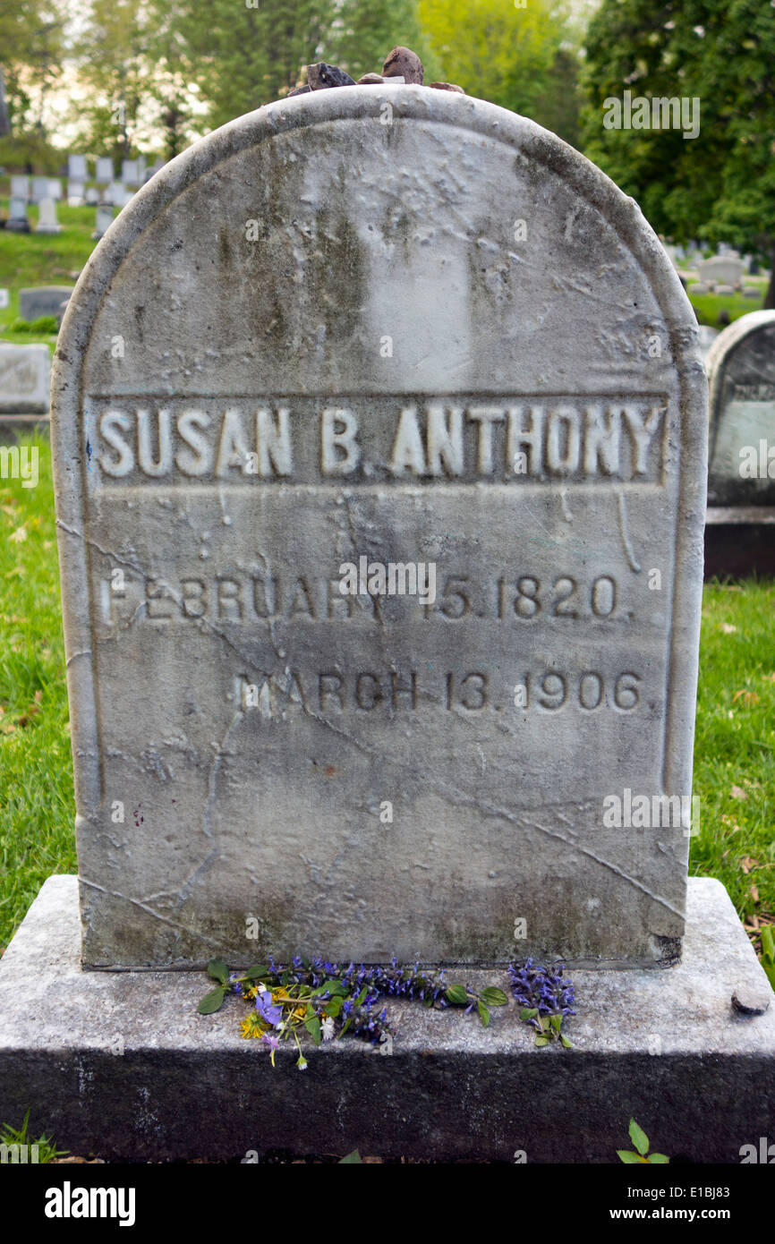 Susan B Anthony grave in Mount Hope cemetery Rochester NY Stock Photo