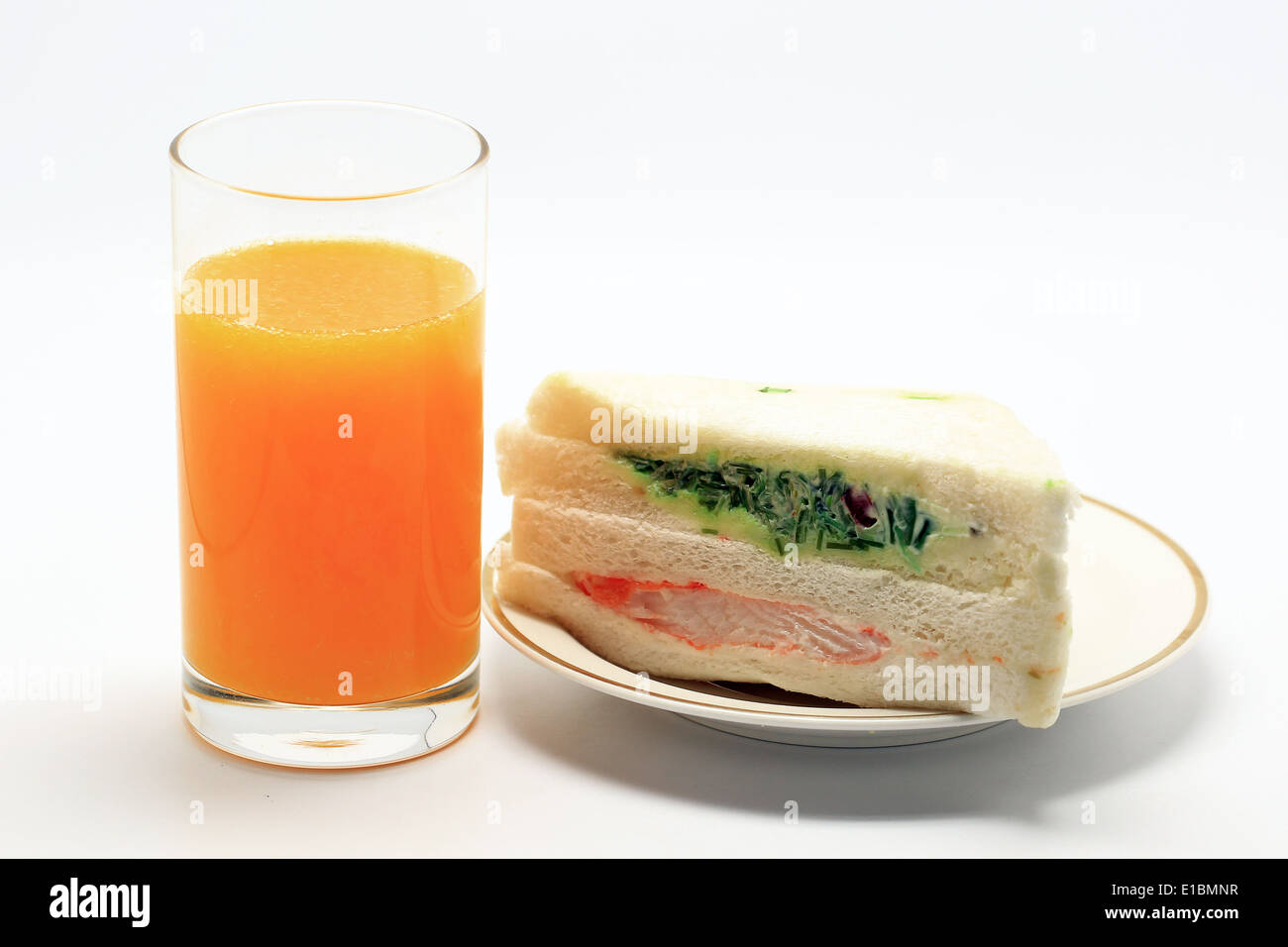 delicious sandwich and orange juice Stock Photo Alamy