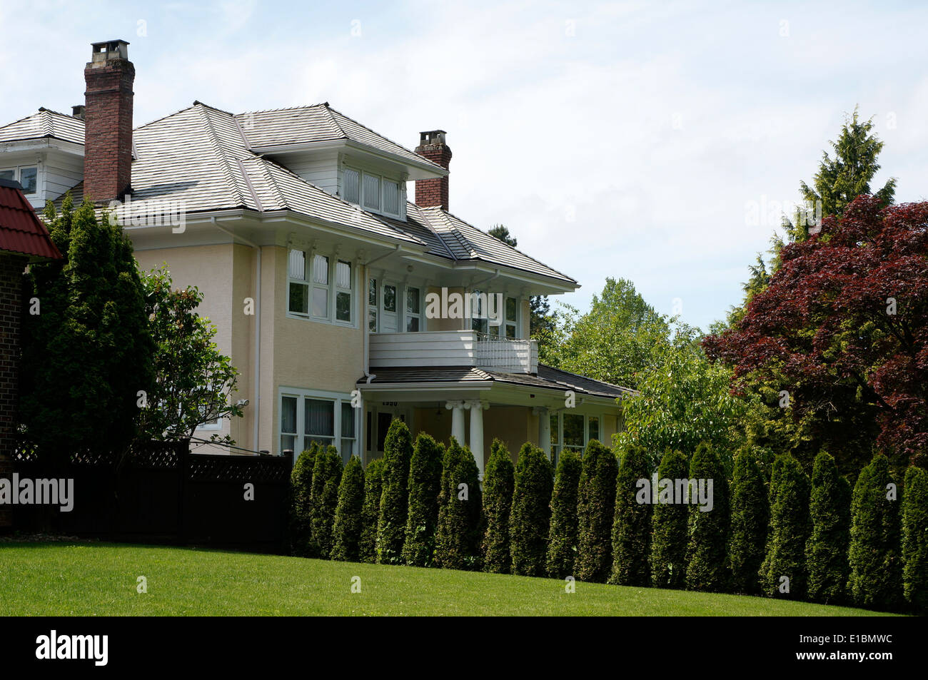 Two storey Colonial Revival style house in in the Shaughnessy neighbourhood in the city of Vancouver, British Columbia, Canada Stock Photo