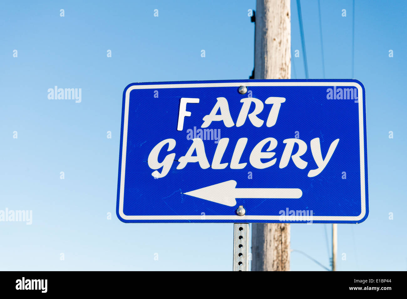 Art changed to fart gallery sign Stock Photo