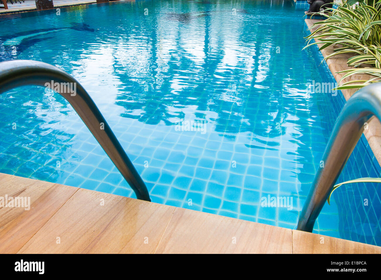 swimming pool with stair nobody nature environment background Stock Photo