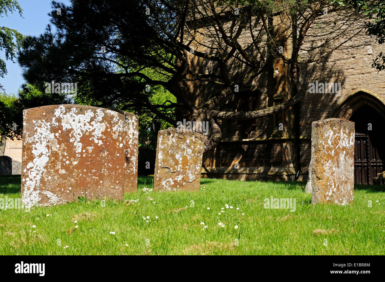 Gravestones in the grounds of Holy Trinity Church, Stratford-Upon-Avon, Warwickshire, England, United Kingdom, Western Europe. Stock Photo