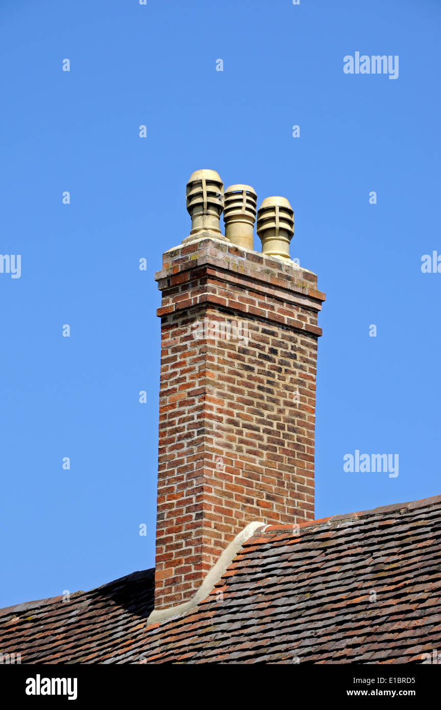 Tall red brick chimney, Stratford-Upon-Avon, Warwickshire, England, UK, Western Europe. Stock Photo