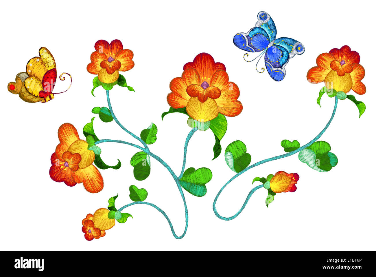 Flowers and butterflies Stock Photo Alamy