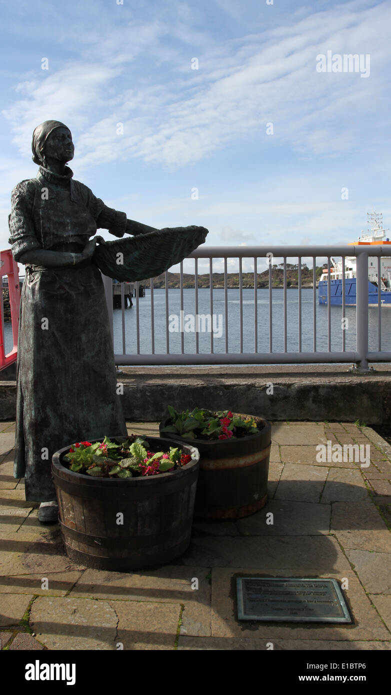 Herring girl statue Stornoway Isle of Lewis Scotland May 2014 Stock