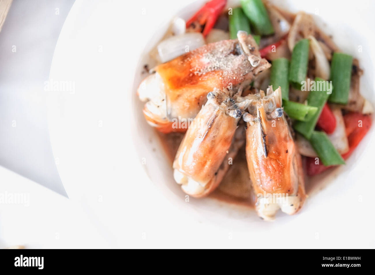 Thai Food, Stirfried Black Pepper shrimp Stock Photo Alamy