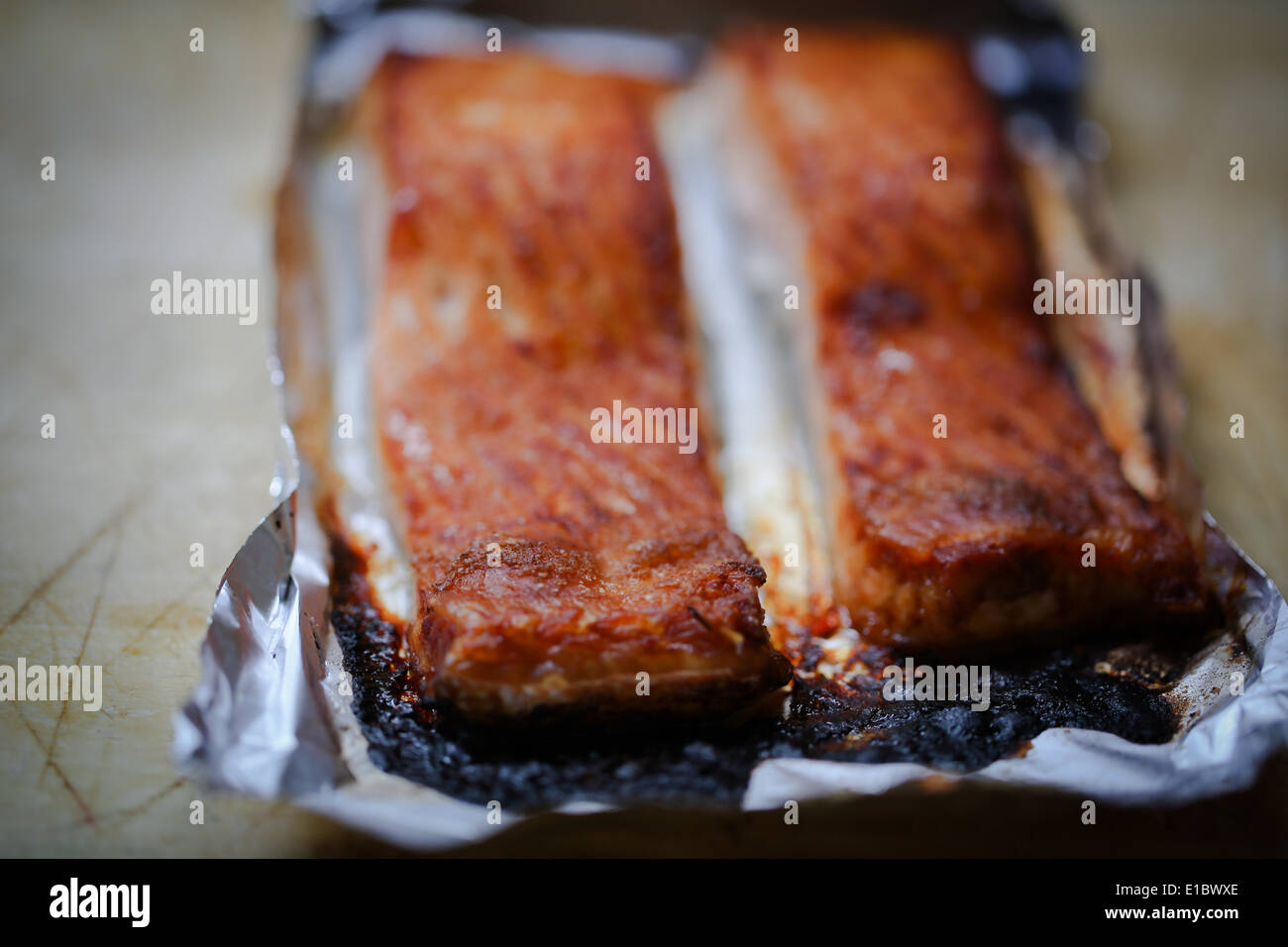 Roasted salmon Stock Photo